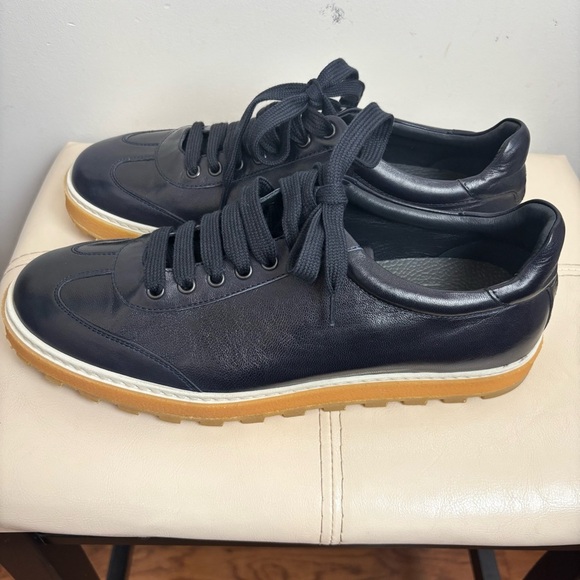 ISAIA Napoli Goat Leather Sneakers in Navy Blue Size 9 NWOT main image 6